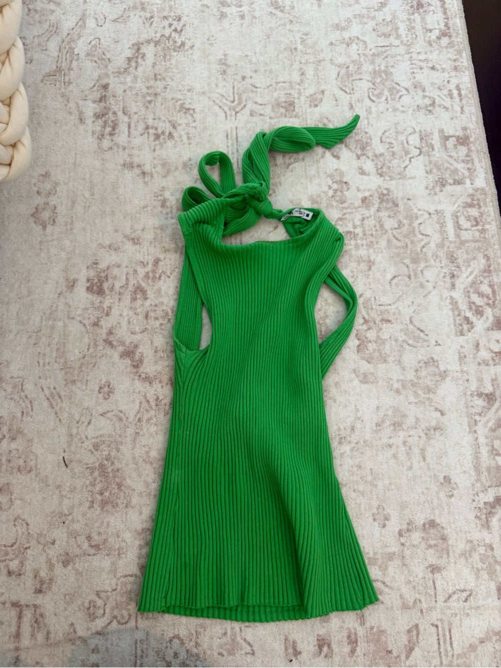 Green Ribbed Knit Halter top